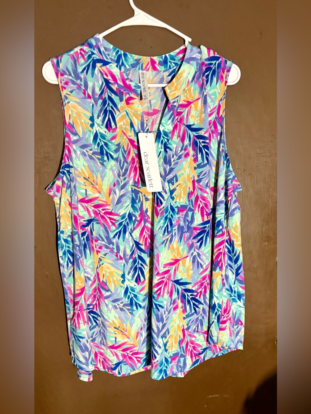 Dear Scarlet Sleeveless Tropical Print Top — Multicolor